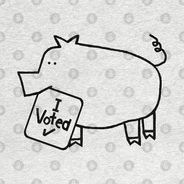 Cute Pig says she Voted Line Drawing by ellenhenryart